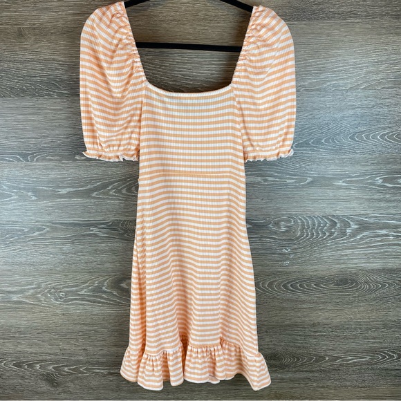 Vero Moda Nordstrom Maria the mini stripe dress coral/ white striped NWT Size M - Picture 7 of 10